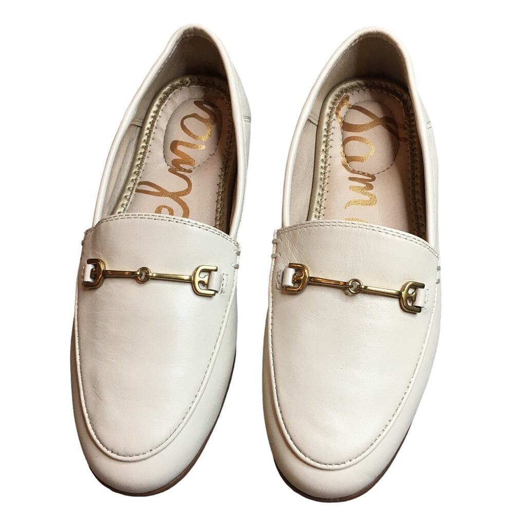 Sam Edelman Loraine Girls Slip On Ivory Loafers Goldware Comfort Shoes Size 13